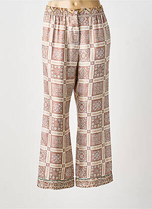 Pantalon large fermeture zippée sous rabat boutonné taille normale beige PIERRE LOUIS MASCIA femme