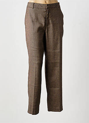 Pantalon droit taille à pinces taille basse marron JANE BLUE femme