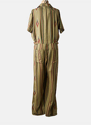Combi-pantalon fermeture boutonnée sur le devant manches courtes vert FIVE femme