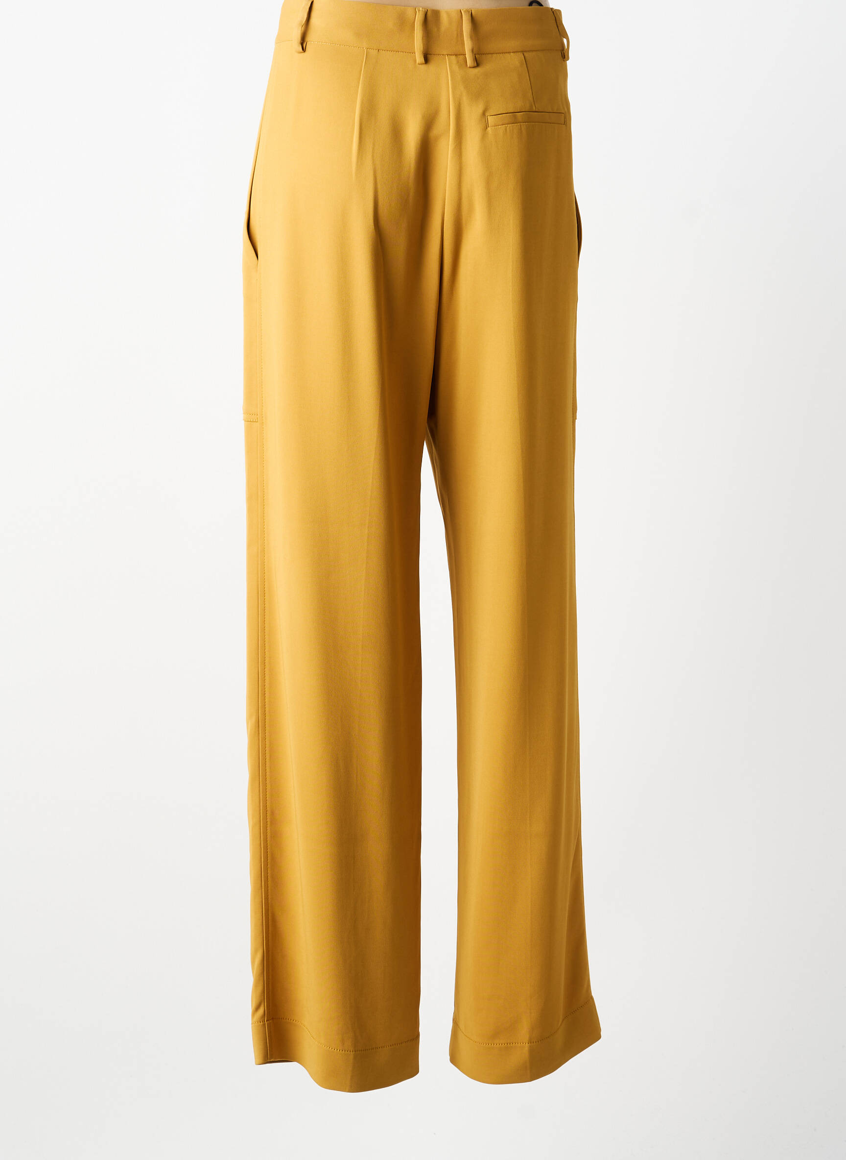 Pantalon large tissage crêpe taille haute jaune FORTE-FORTE femme