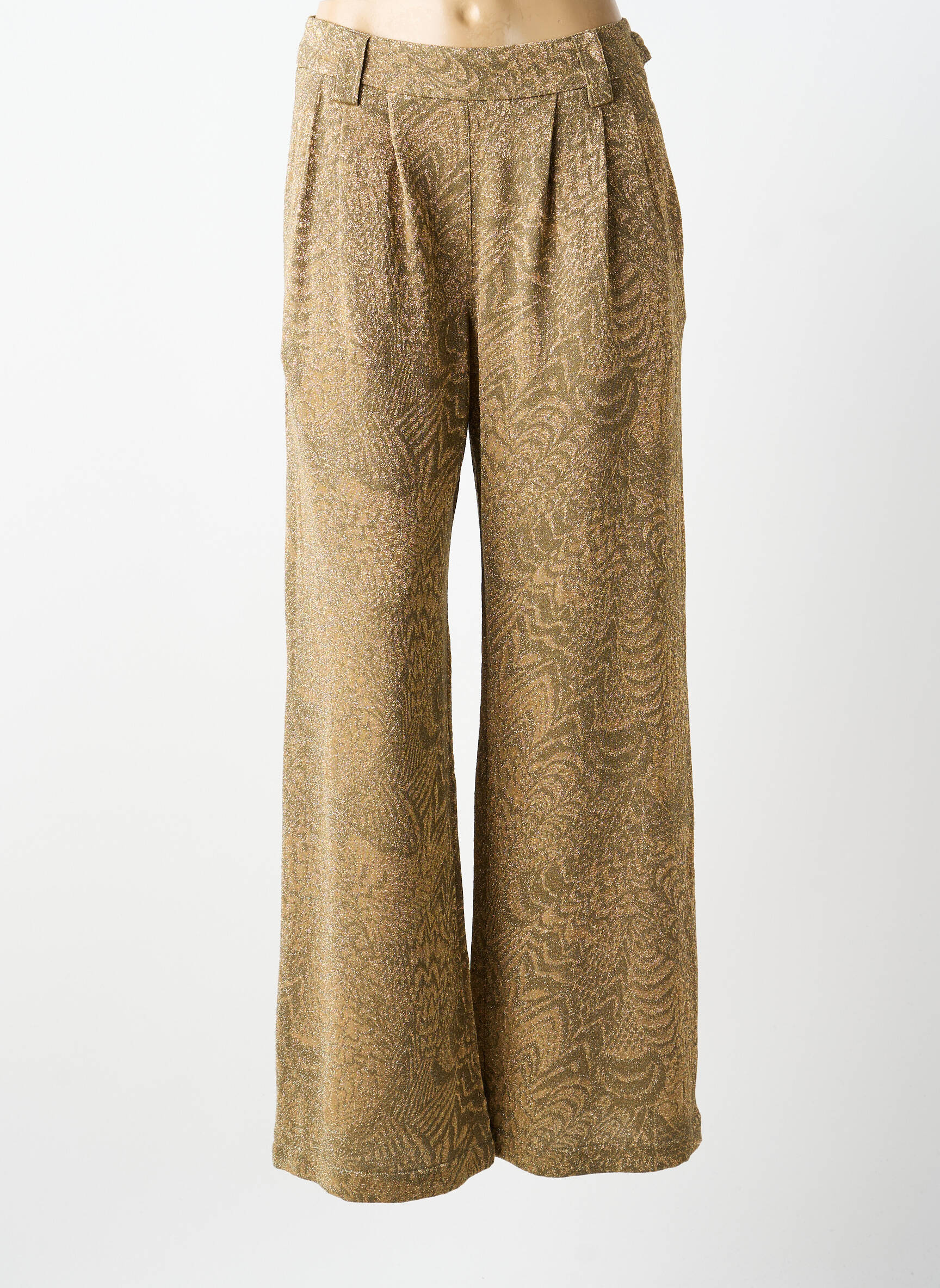 Pantalon large fermeture zip latéral taille normale or MOMONI femme