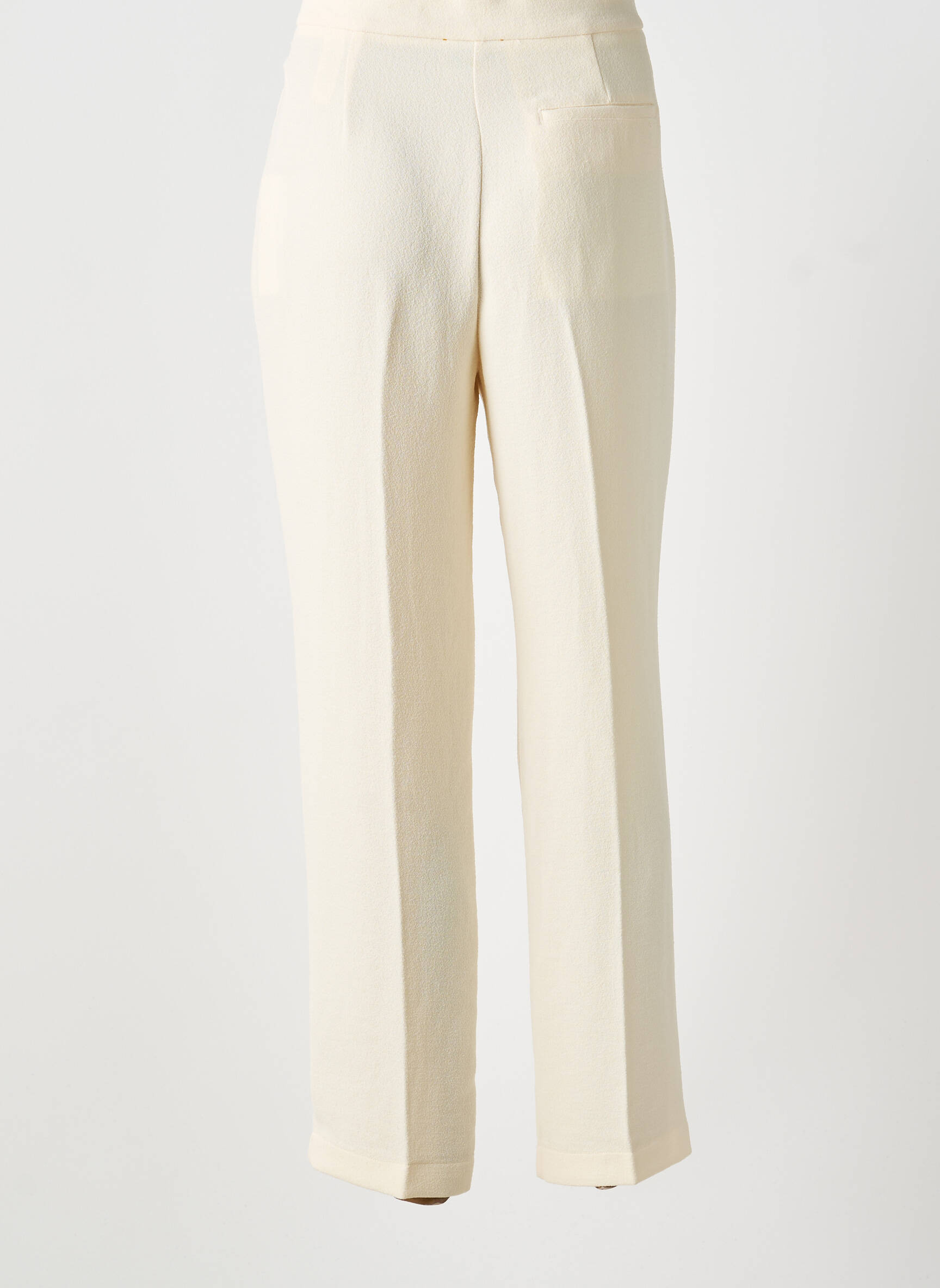 Pantalon droit tissage crêpe taille haute beige FORTE-FORTE femme