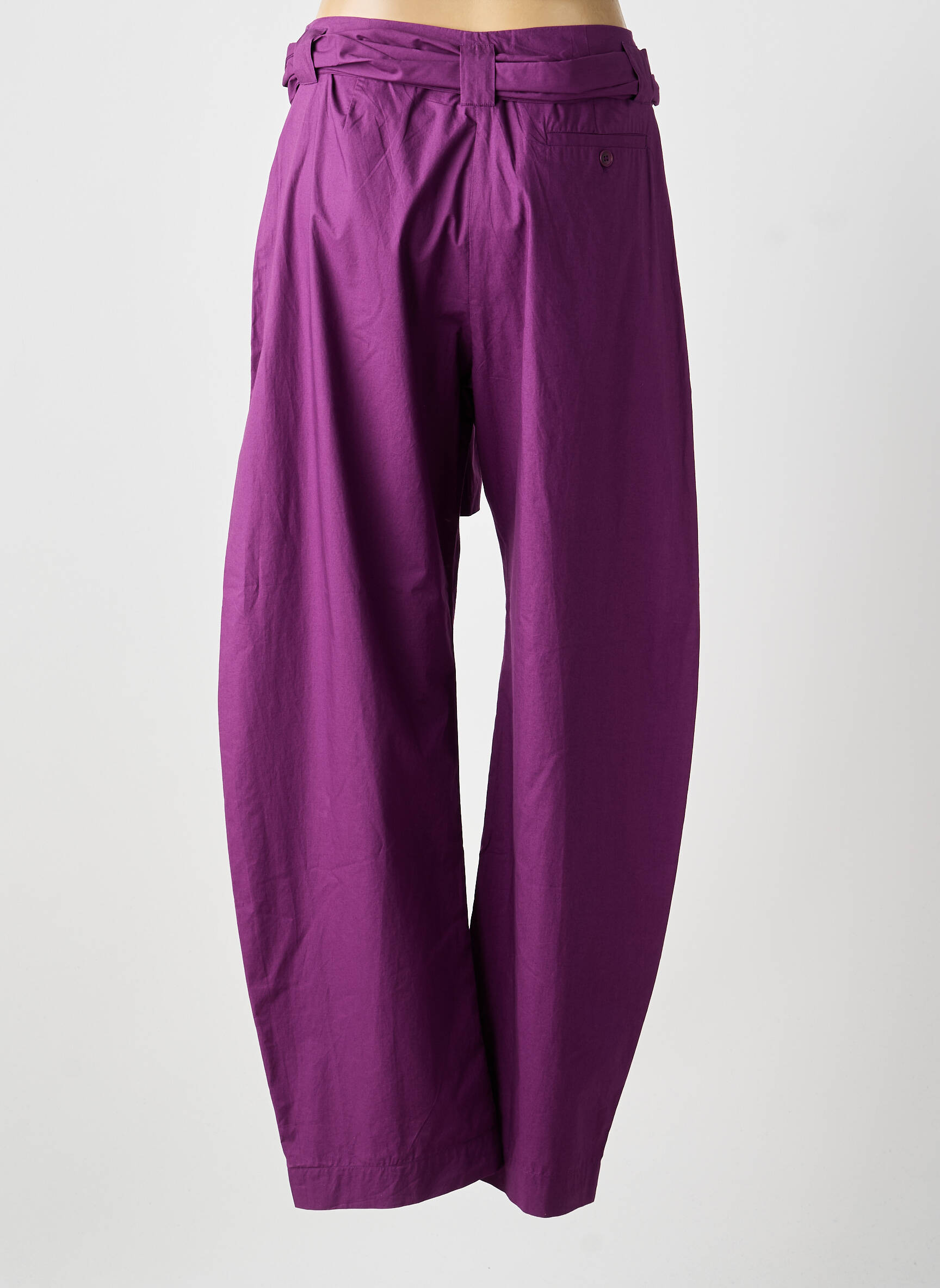 Pantalon droit tissage popeline taille normale violet LAURENCE BRAS femme