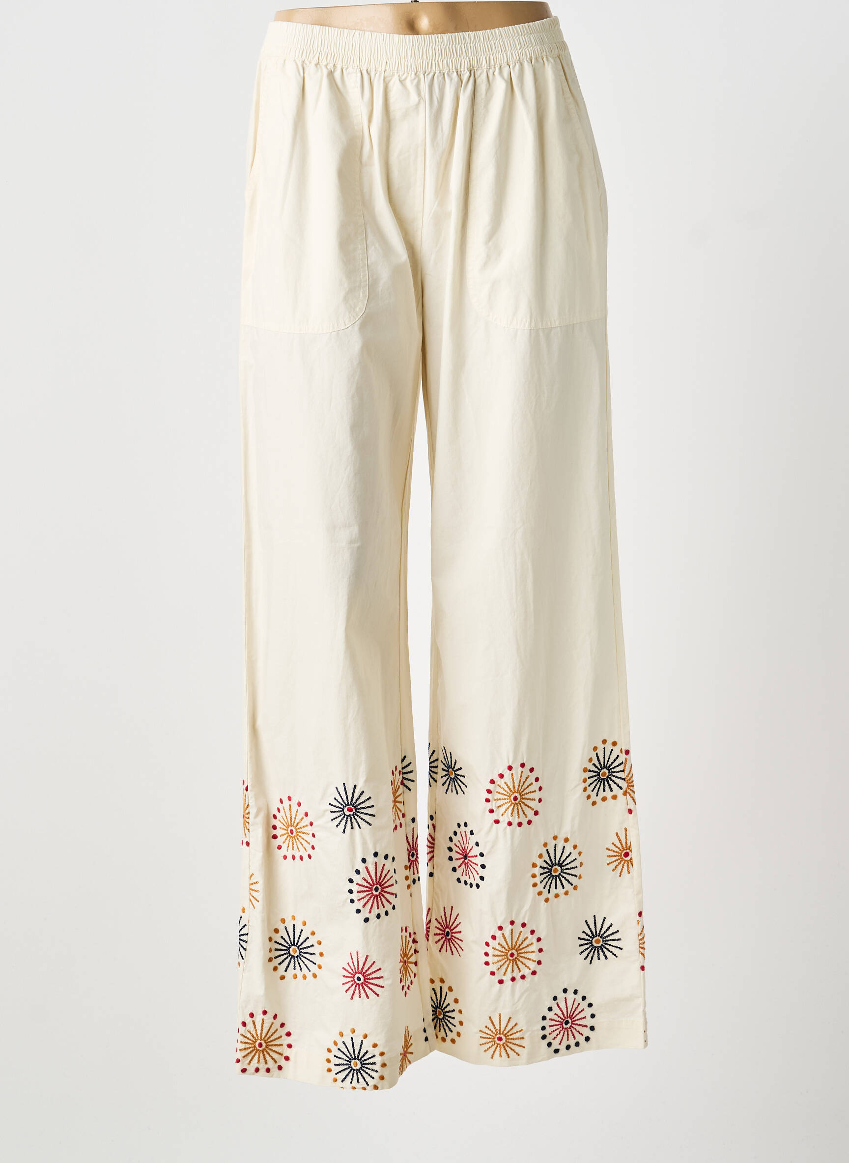 Pantalon large tissage popeline beige STELLA FOREST femme