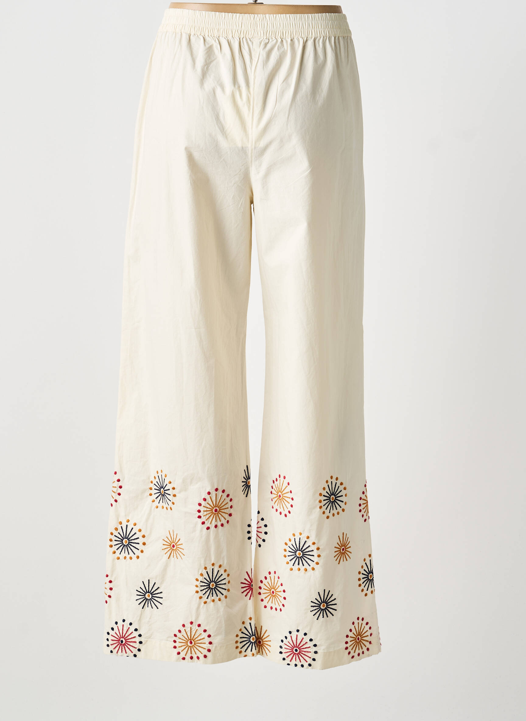Pantalon large tissage popeline beige STELLA FOREST femme