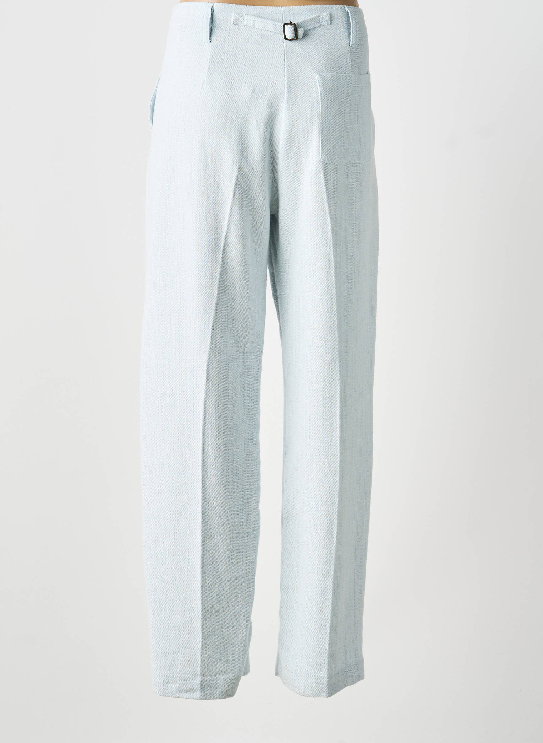 Pantalon droit taille à pinces taille haute bleu ATTIC AND BARN femme