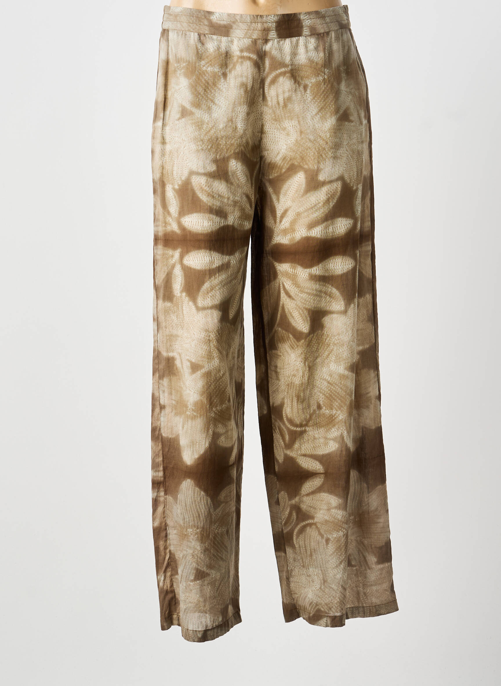 Pantalon large tissage popeline taille normale marron DIEGA femme
