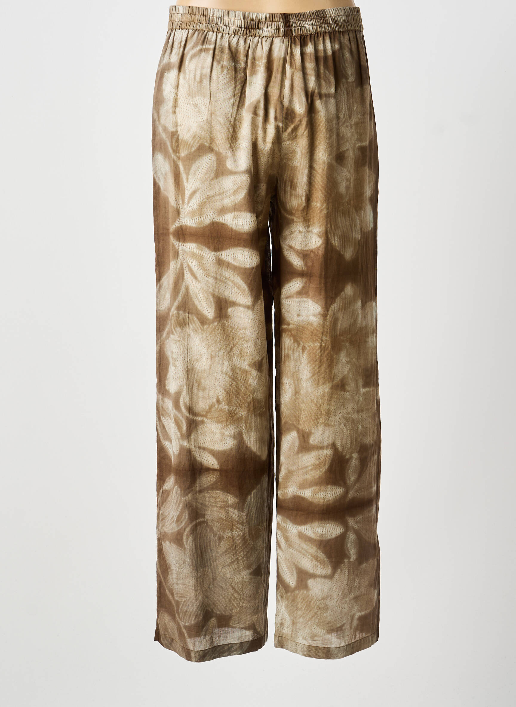 Pantalon large tissage popeline taille normale marron DIEGA femme