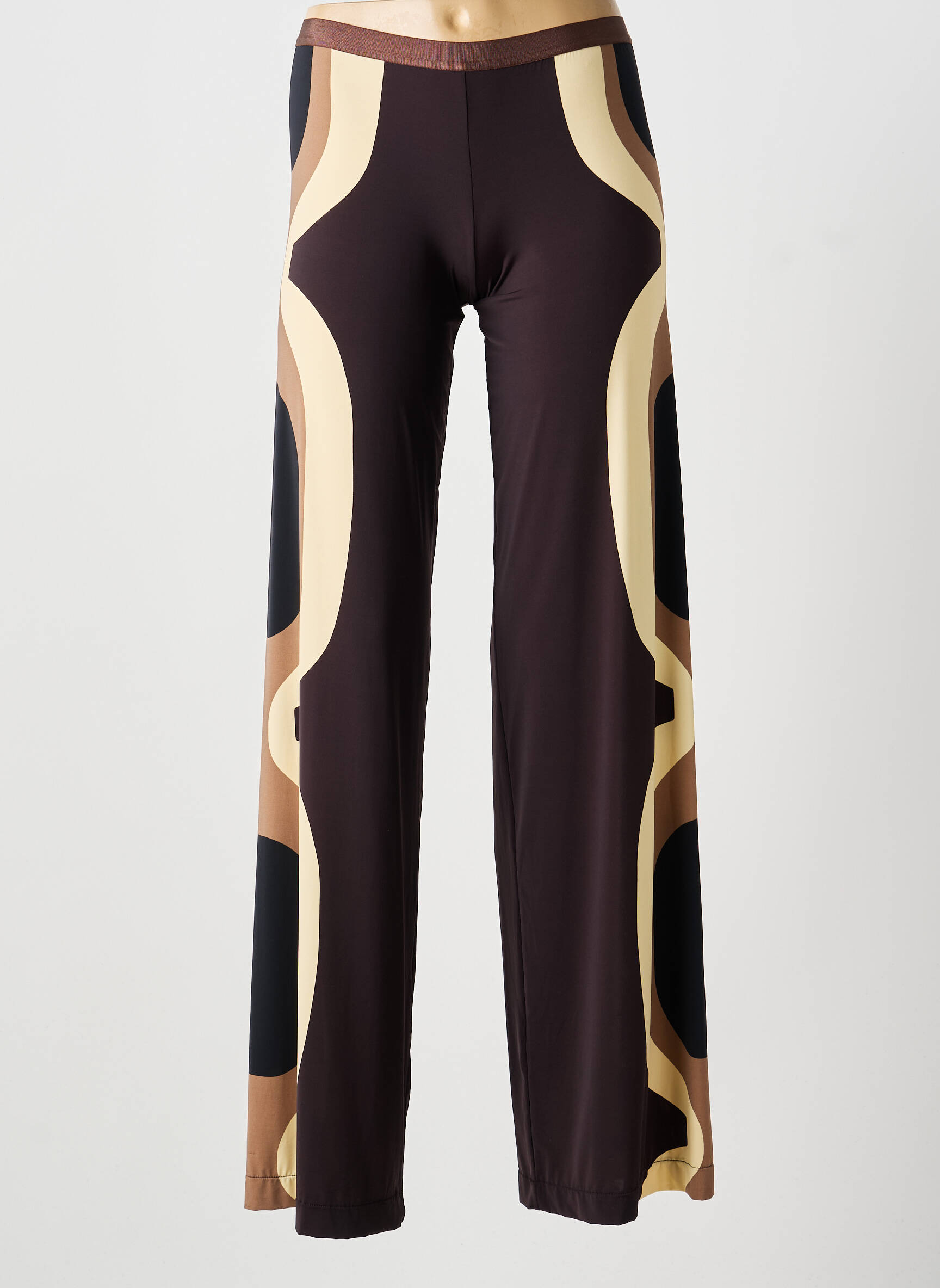 Pantalon large coupe fluide taille normale marron SIYU femme