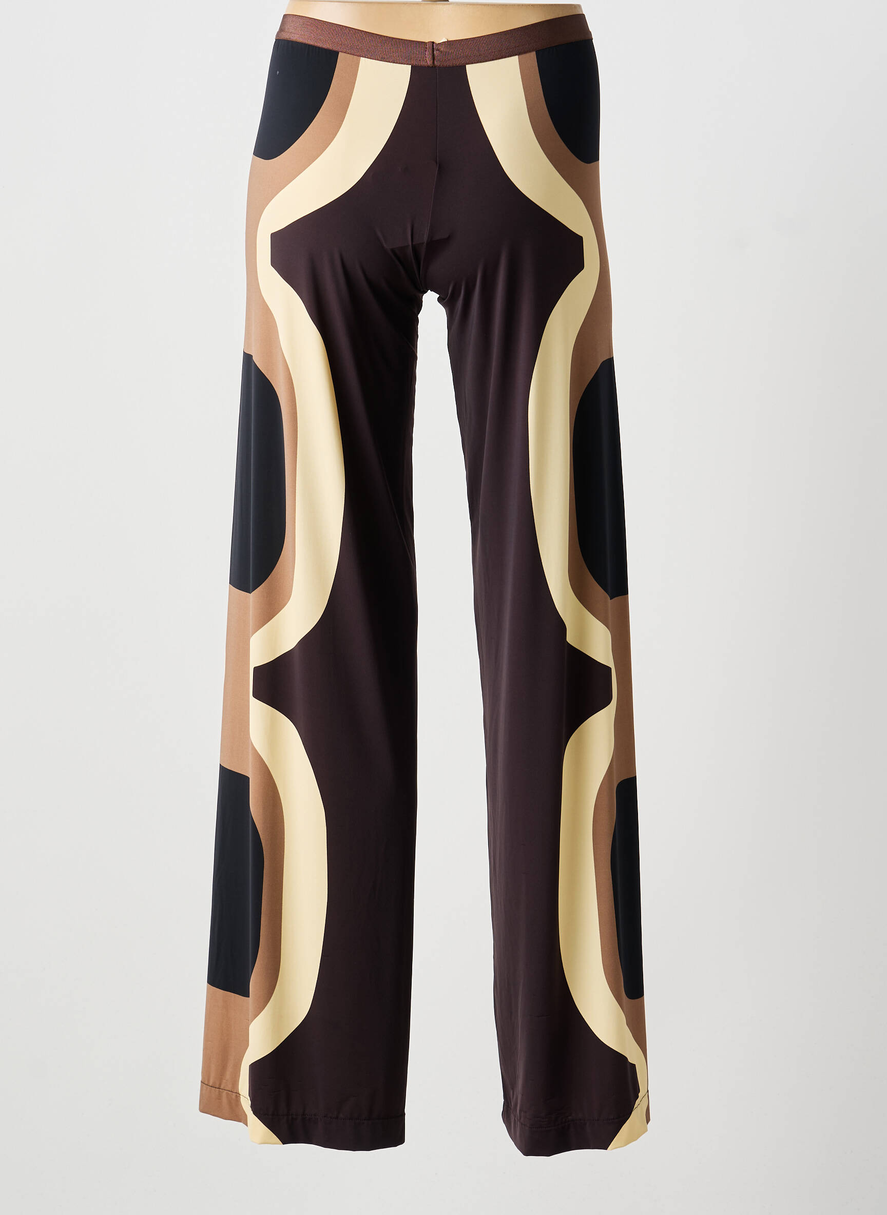 Pantalon large coupe fluide taille normale marron SIYU femme