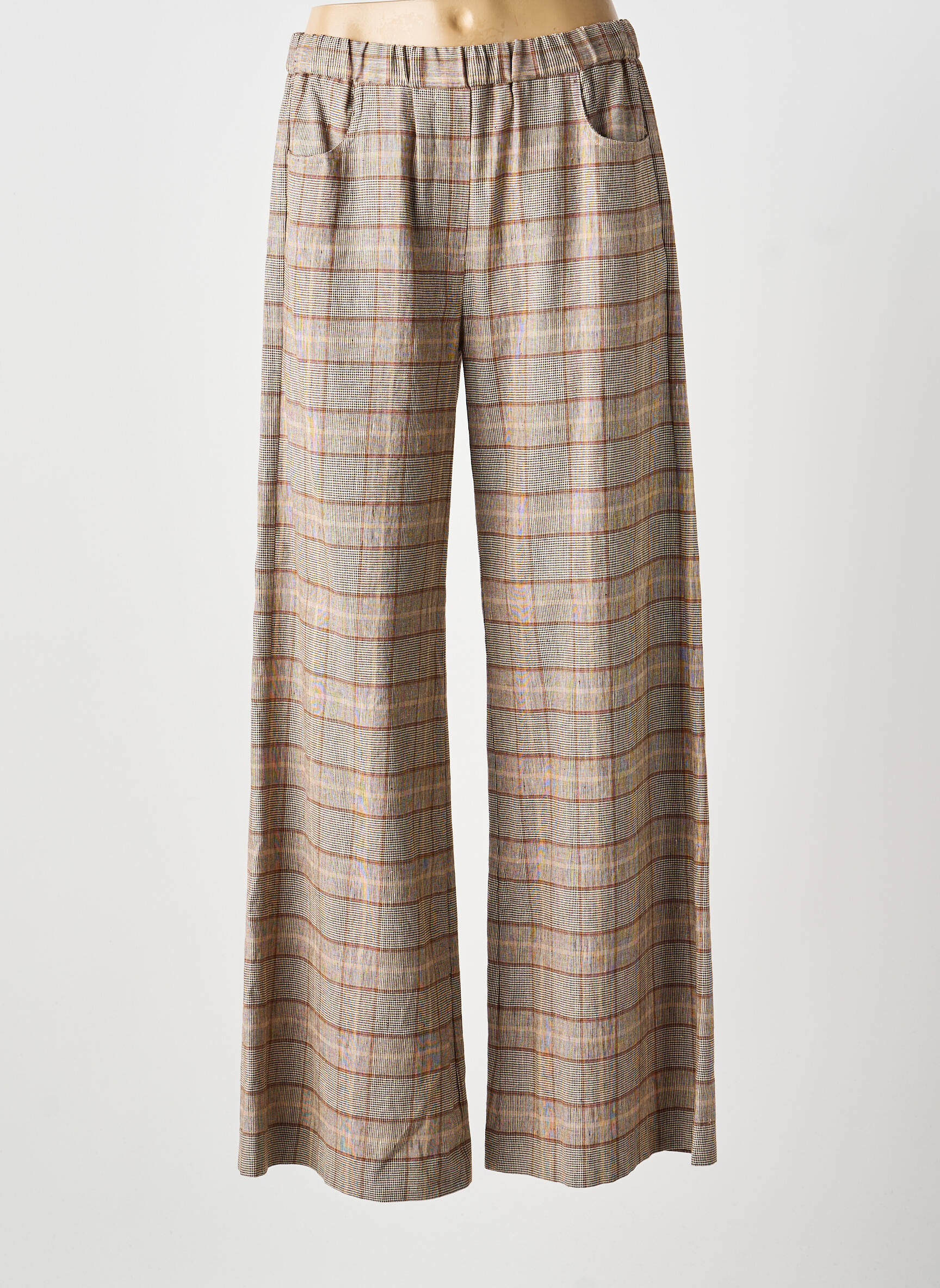 Pantalon large tissage popeline taille normale marron DIEGA femme