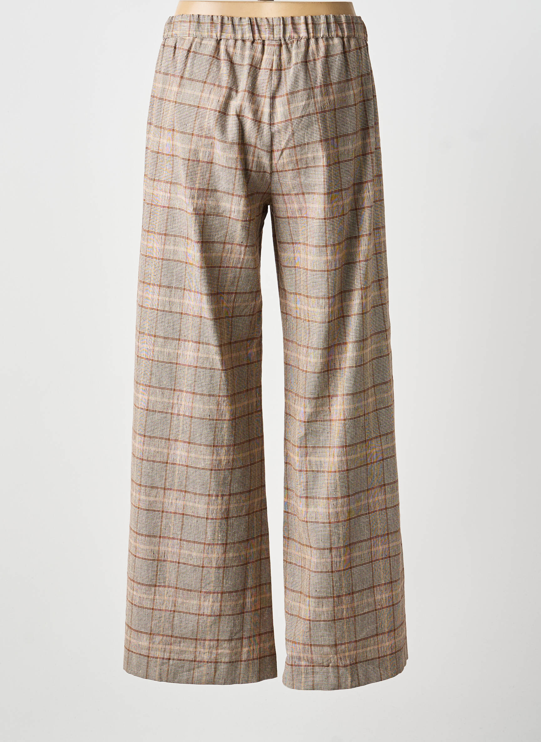Pantalon large tissage popeline taille normale marron DIEGA femme