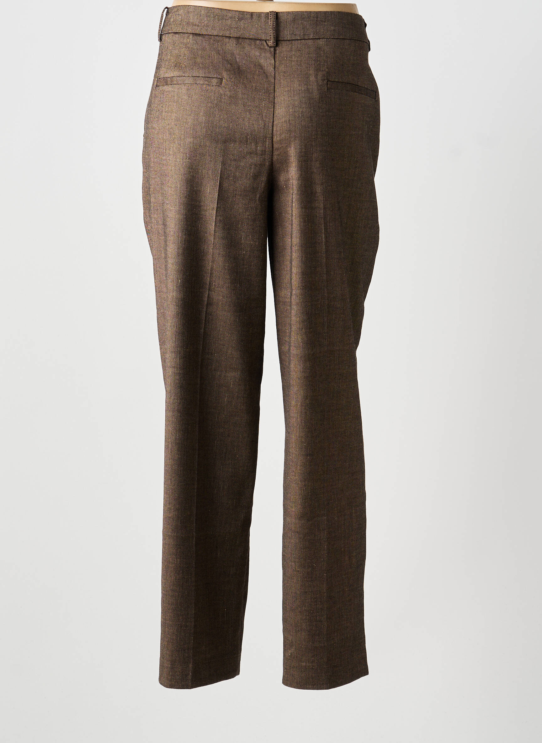 Pantalon droit taille à pinces taille basse marron JANE BLUE femme