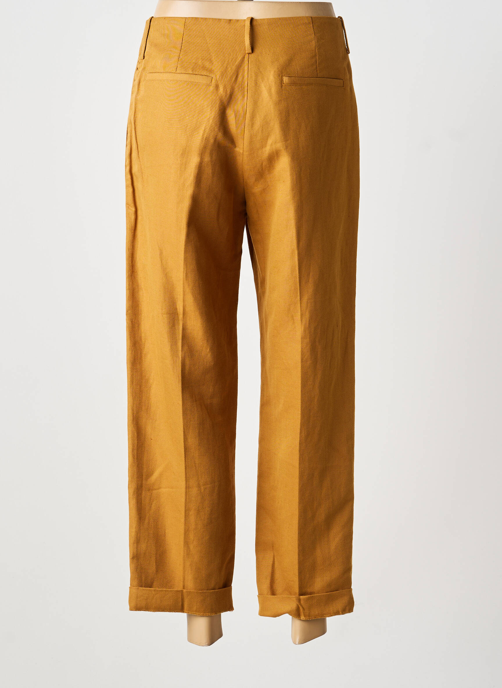 Pantalon 7/8 taille haute taille haute jaune POMANDERE femme