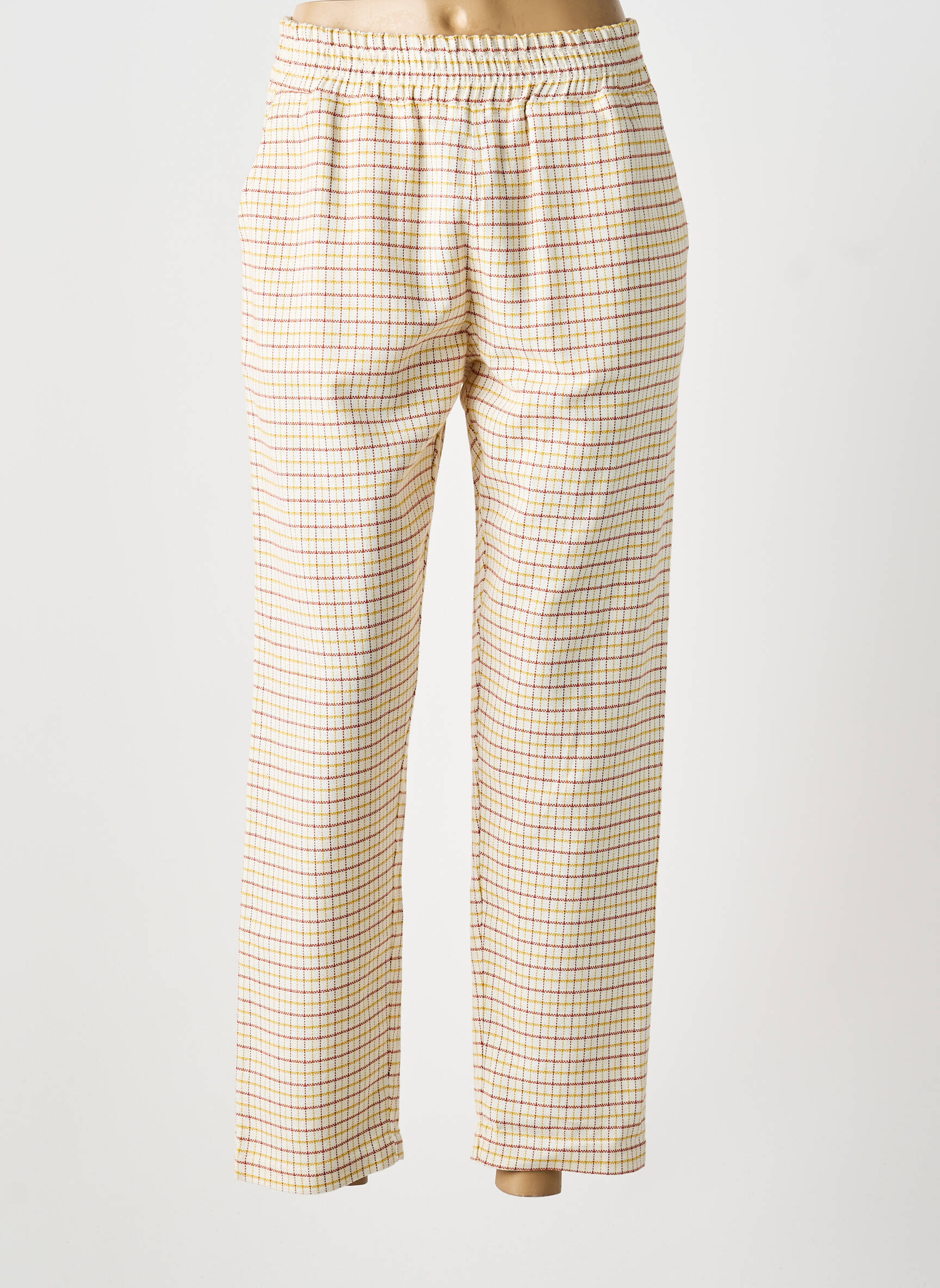 Pantalon droit tissage crêpe taille normale beige STELLA FOREST femme