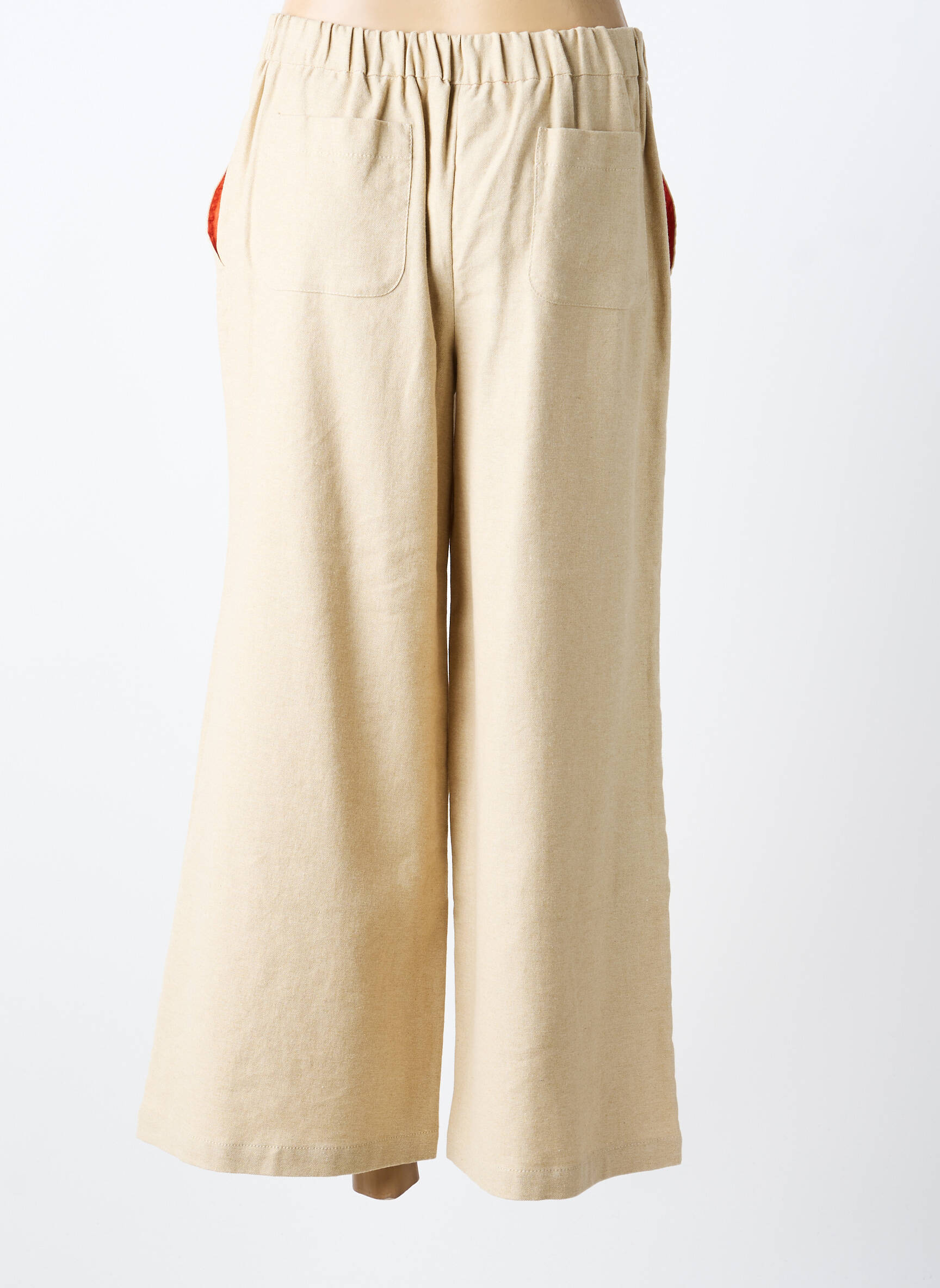 Pantalon 7/8 taille élastique taille normale beige MALIPARMI femme