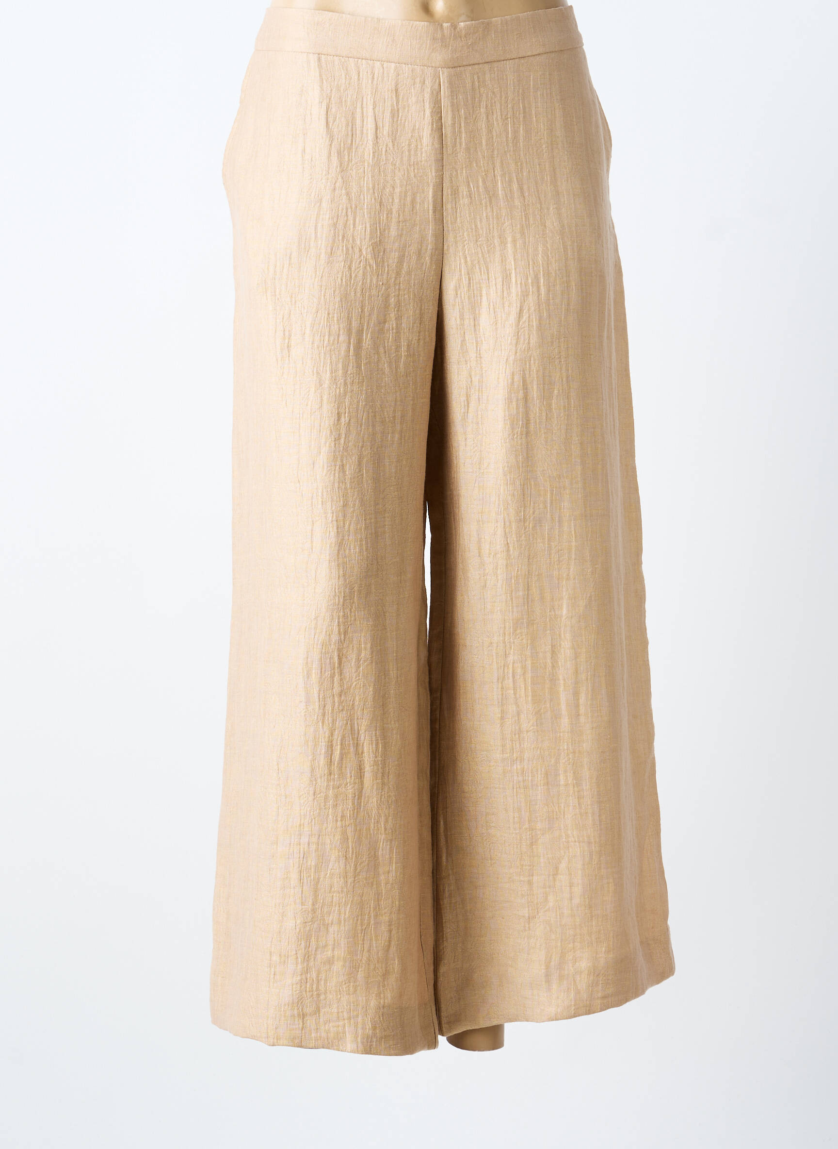 Pantalon 7/8 taille élastique taille normale beige MALIPARMI femme