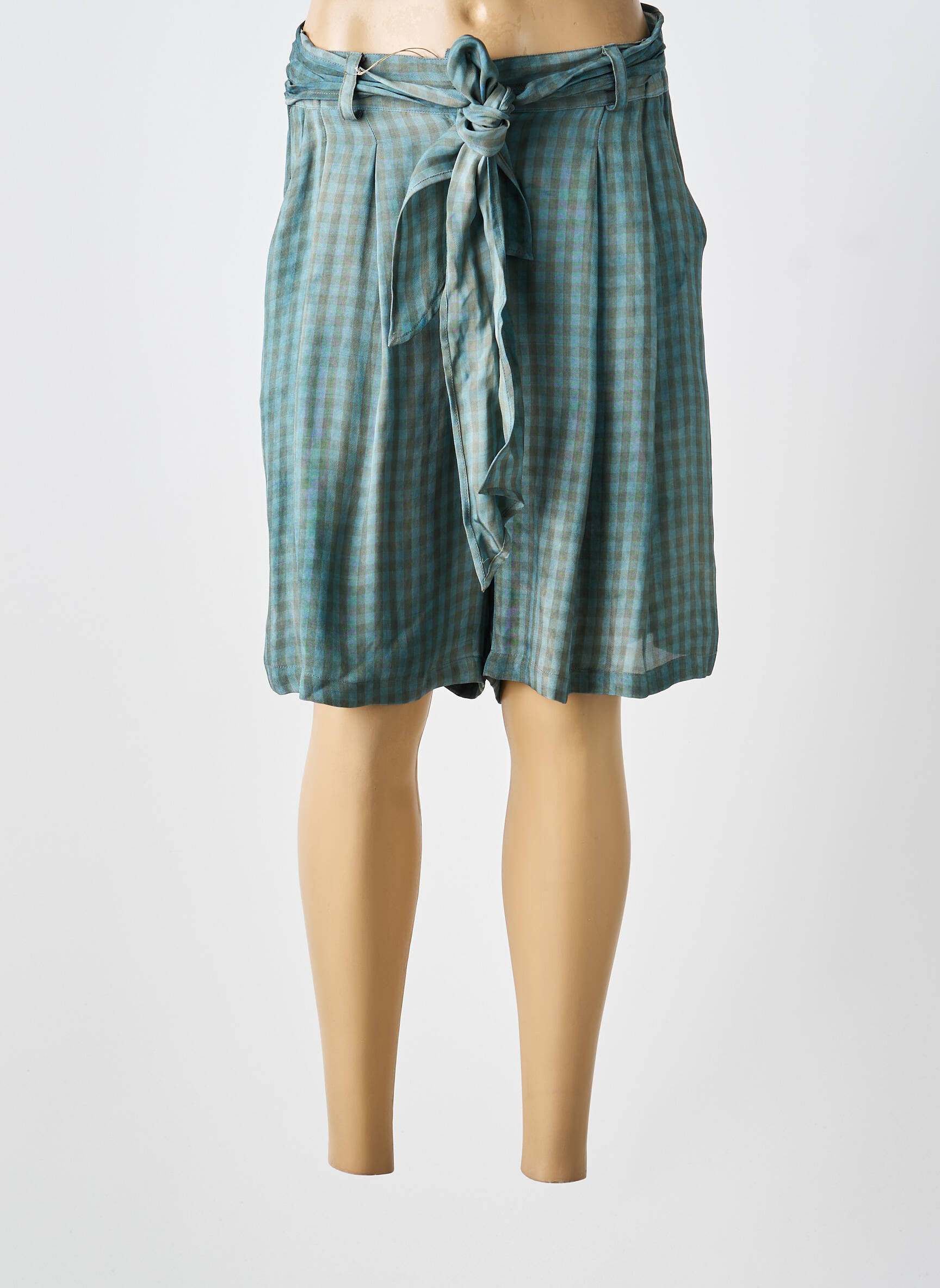Bermuda taille haute taille haute bleu CLARAMONTE femme