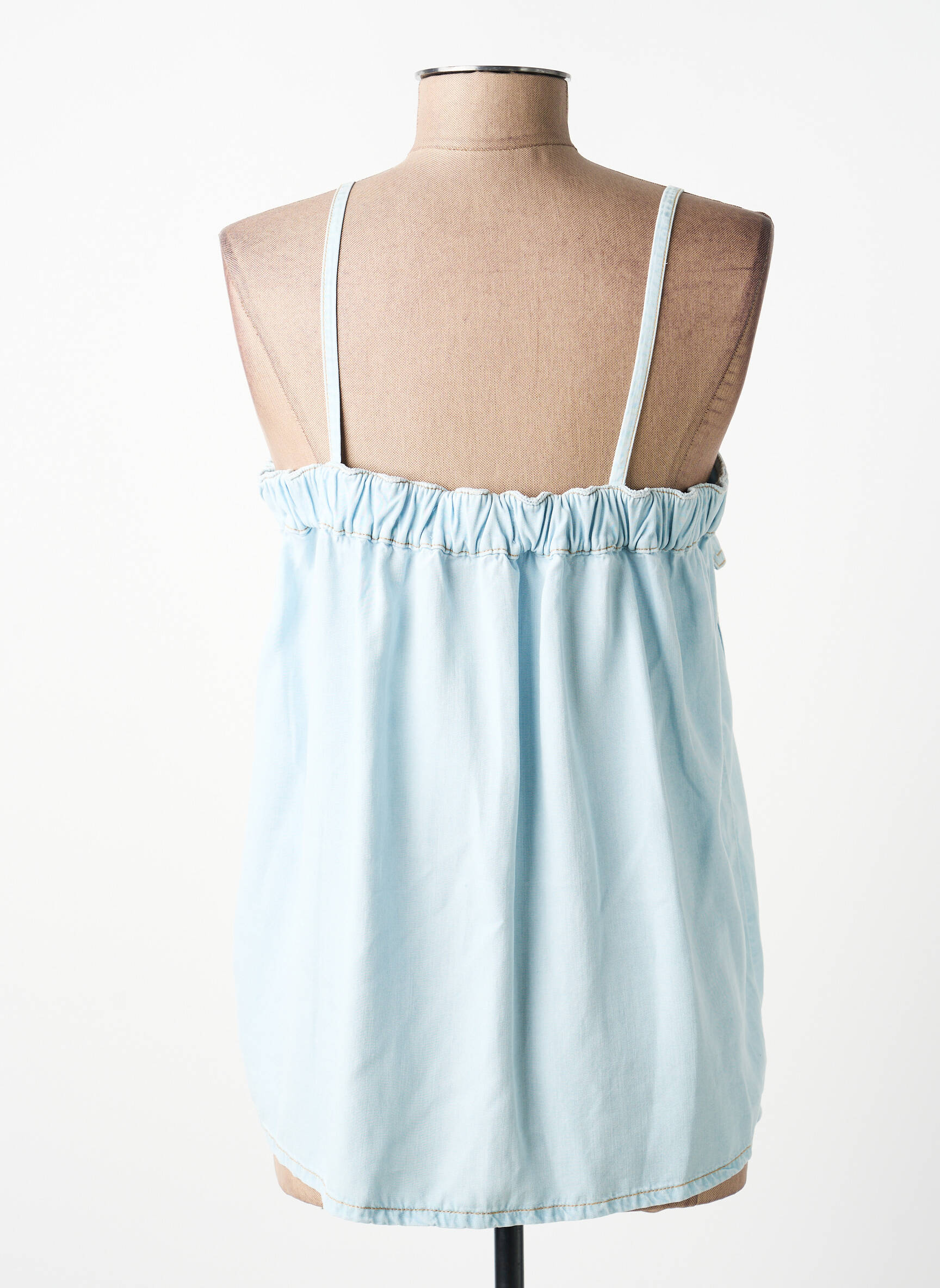 Top col carré fines bretelles bleu SEMICOUTURE femme