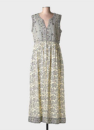 Robe longue imprimé fantaisie sans manche beige MAISON HOTEL femme