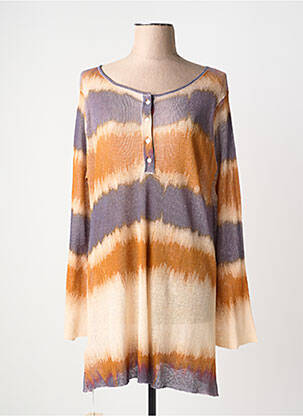 Pull coupe droite manches longues marron APOLINE femme