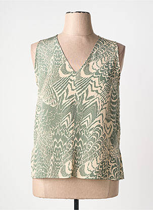 Top imprimé fantaisie sans manche vert MOMONI femme