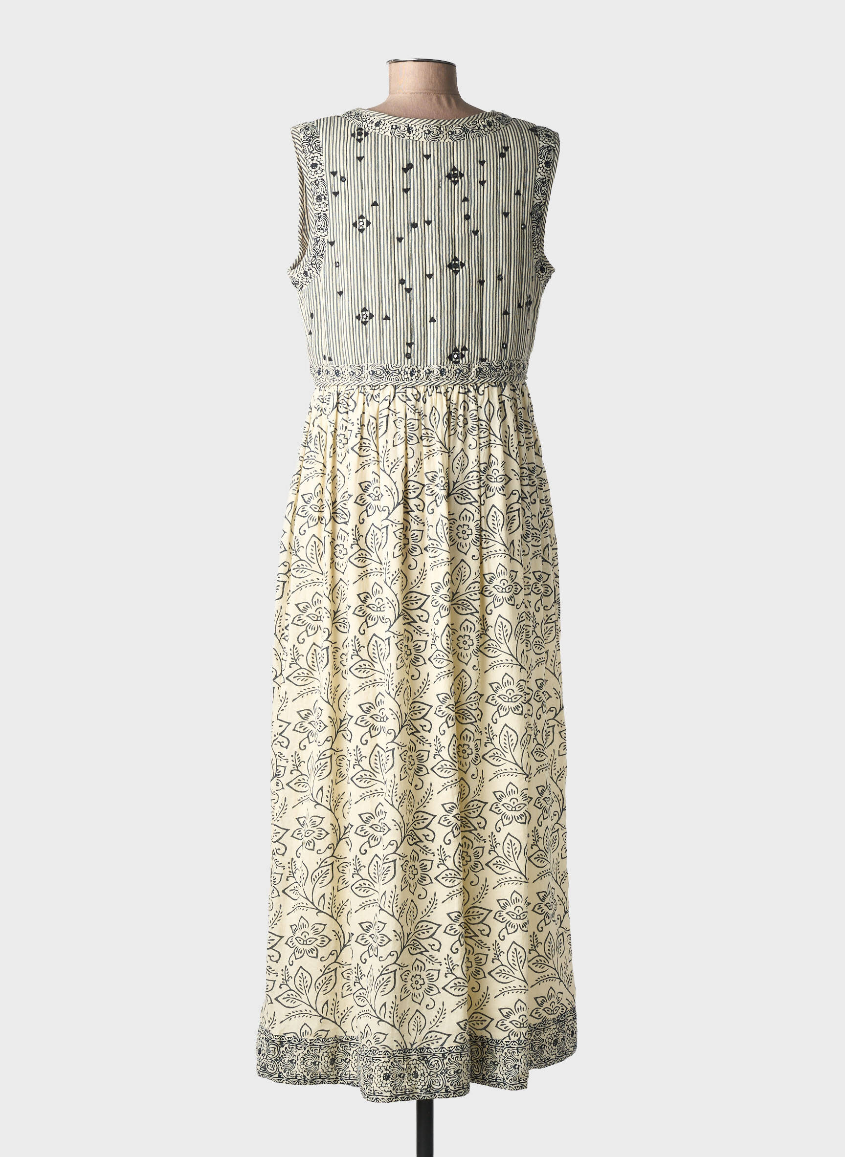 Robe longue imprimé fantaisie sans manche beige MAISON HOTEL femme