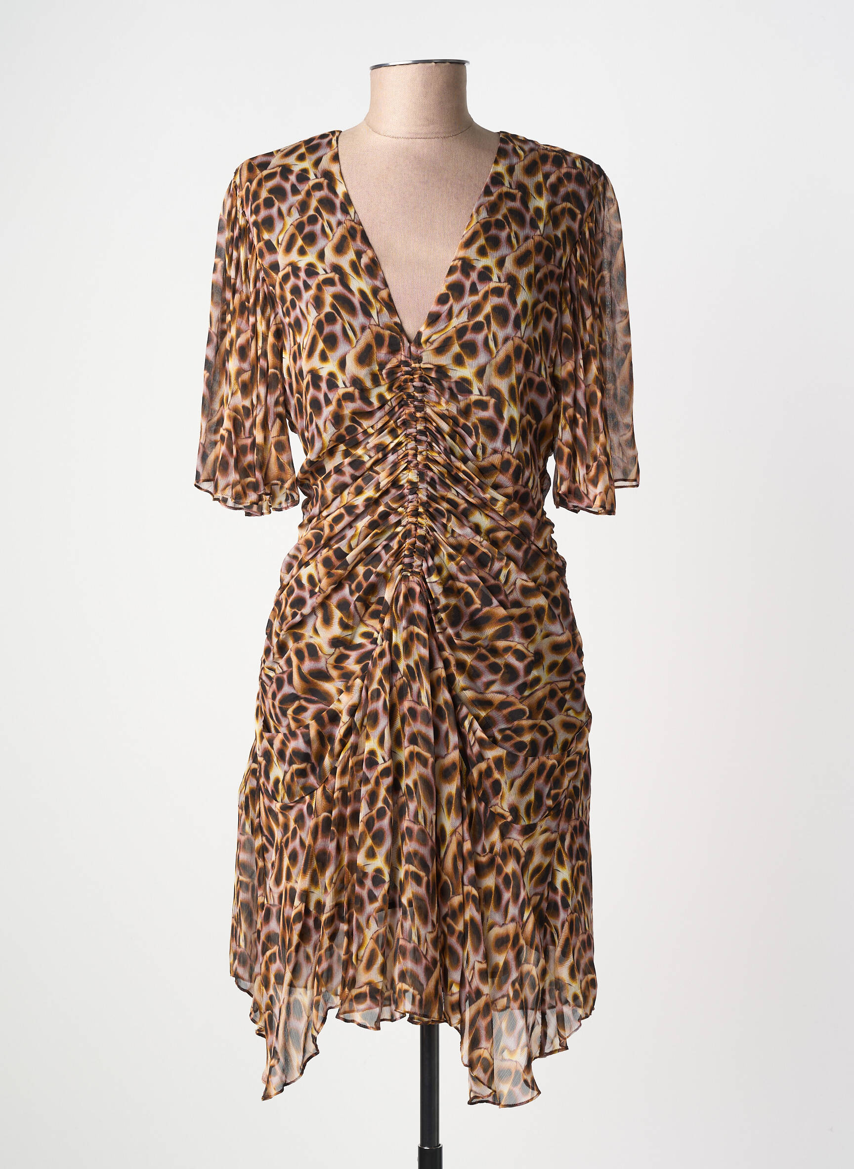 Robe courte manches courtes manches courtes marron MARANT ETOILE femme
