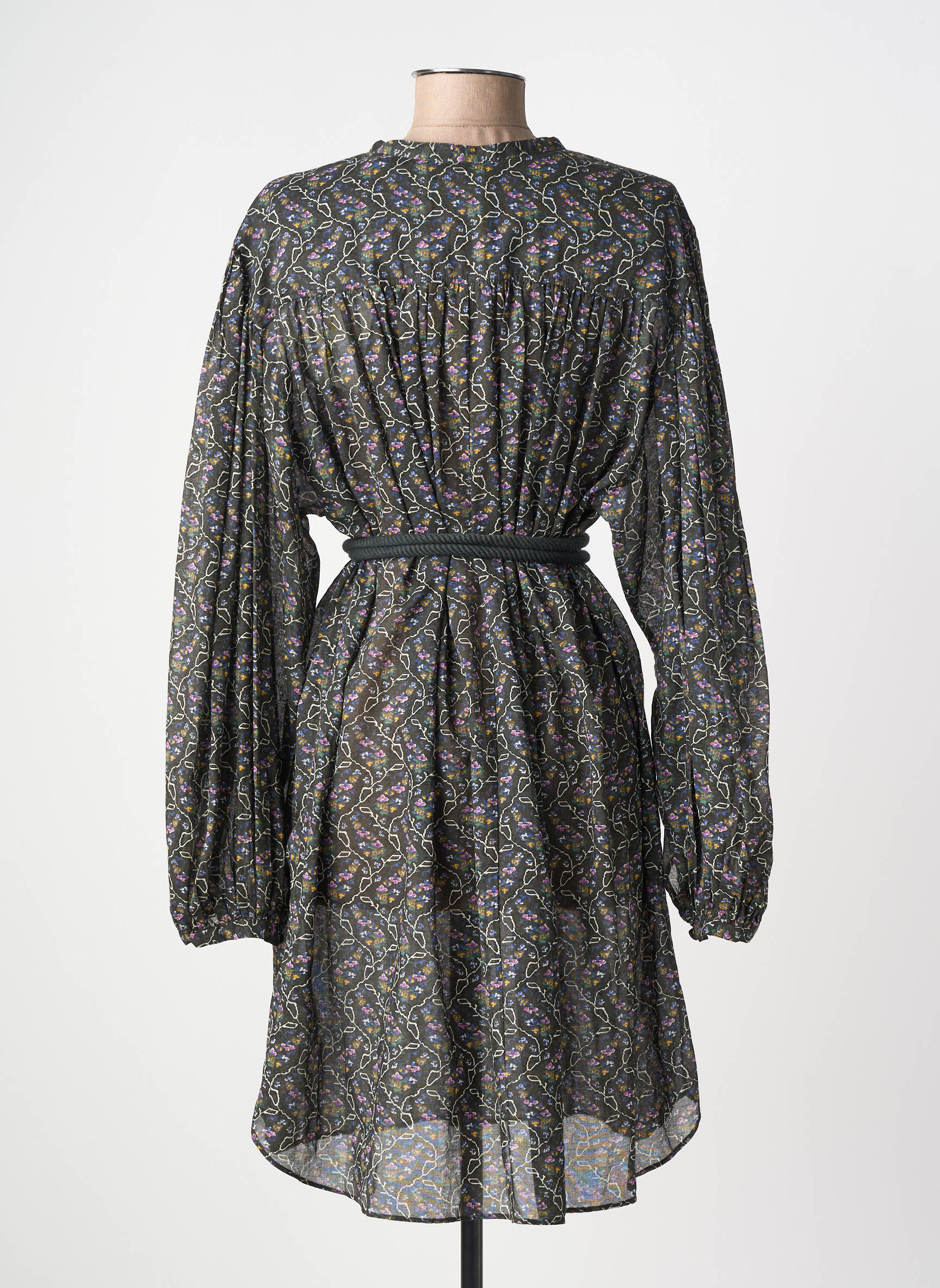 Robe mi-longue imprimé fantaisie manches longues gris MARANT ETOILE femme