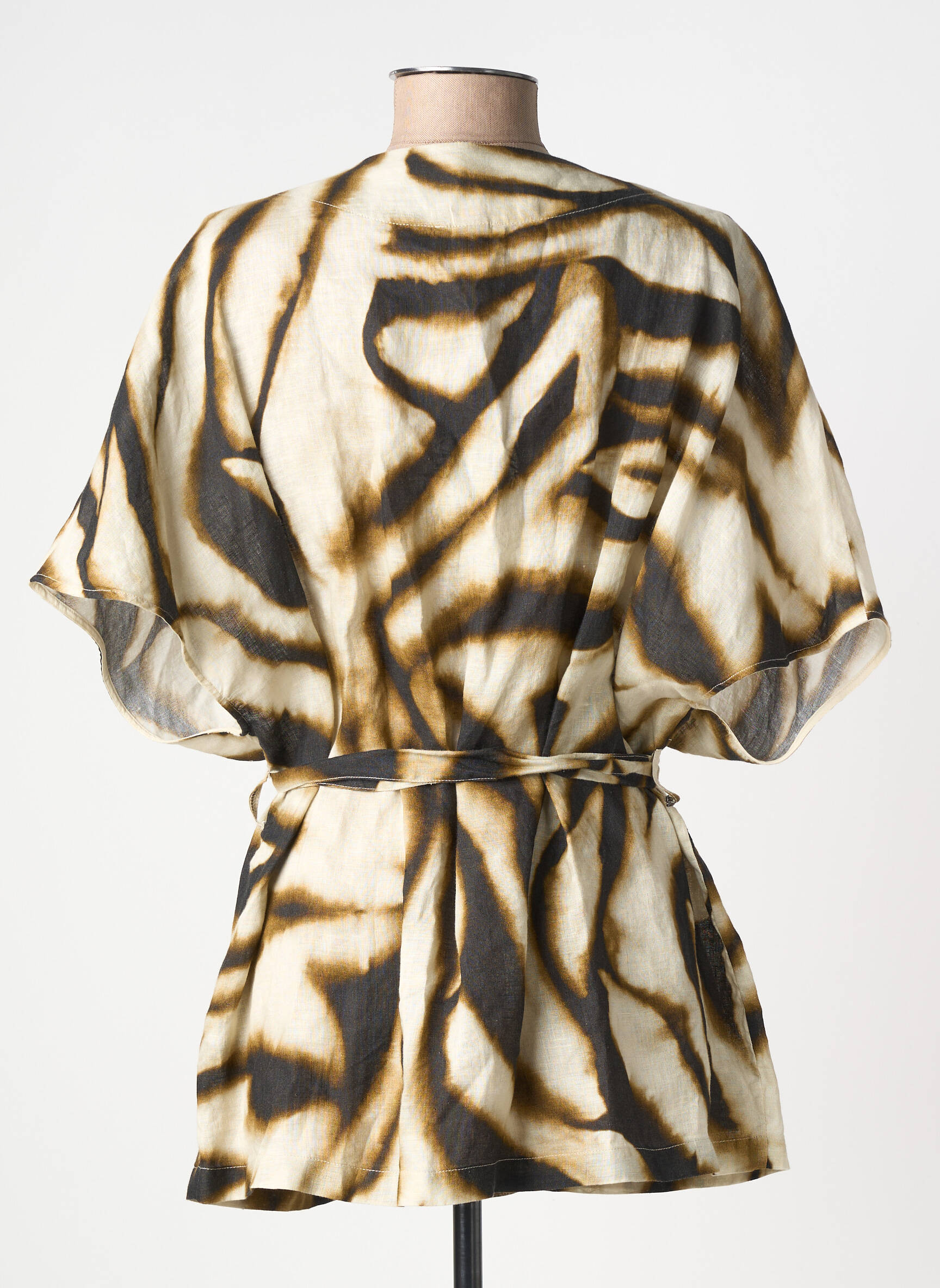 Veste kimono imprimé fantaisie marron DIEGA femme
