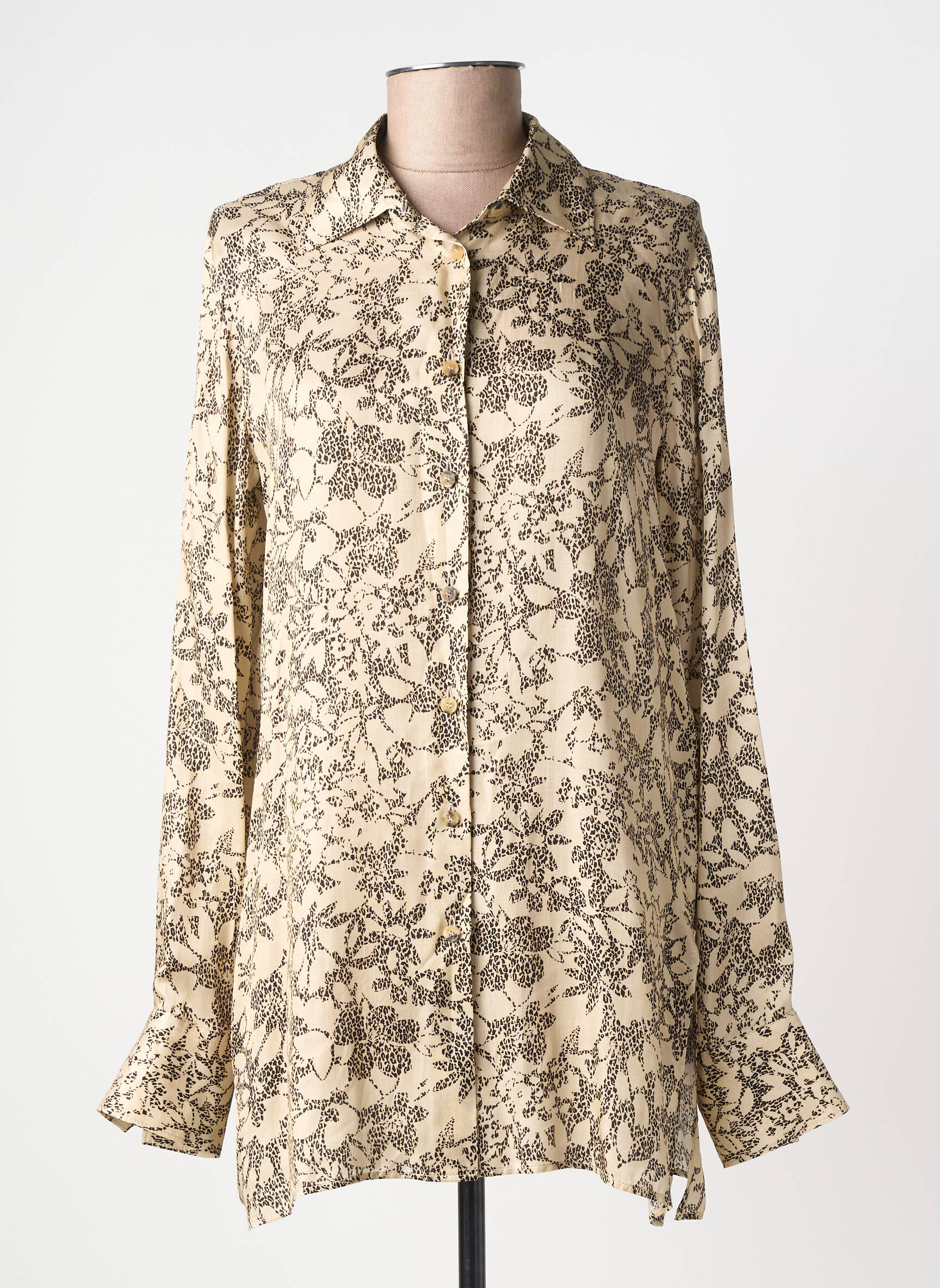 Tunique manches longues col chemisier beige GOLDEN GOOSE femme
