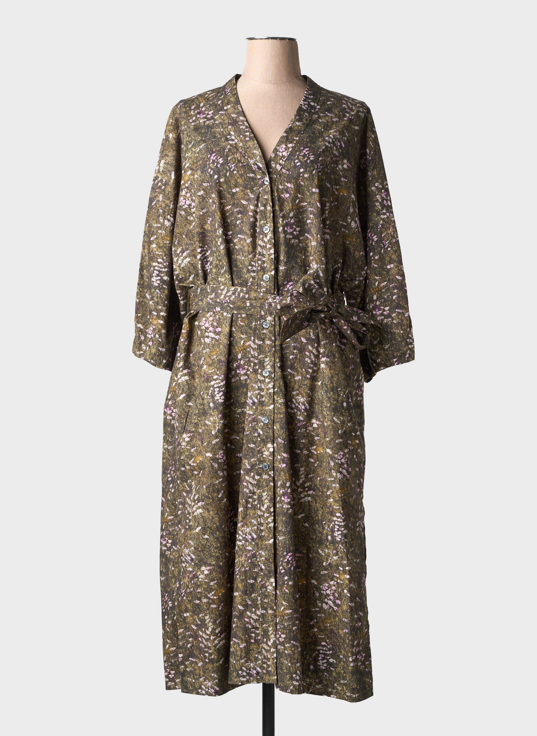 Robe longue coupe cintrée manches 3/4 vert SOEUR femme