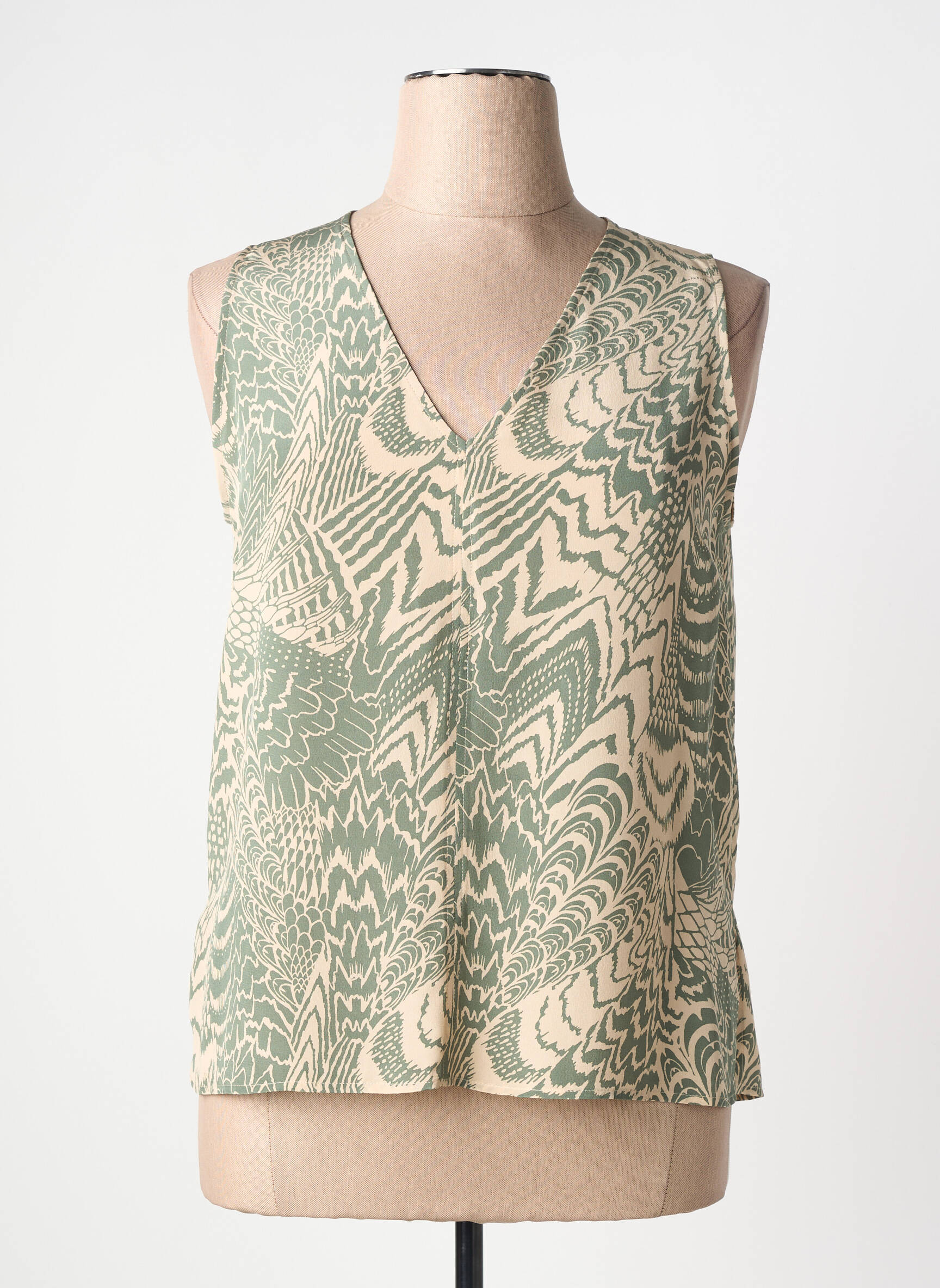 Top imprimé fantaisie sans manche vert MOMONI femme