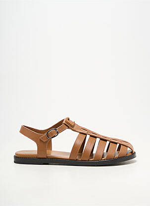Sandales/nu pieds matière lisse talon plat jusqu'à 3cm marron LOLA CRUZ femme