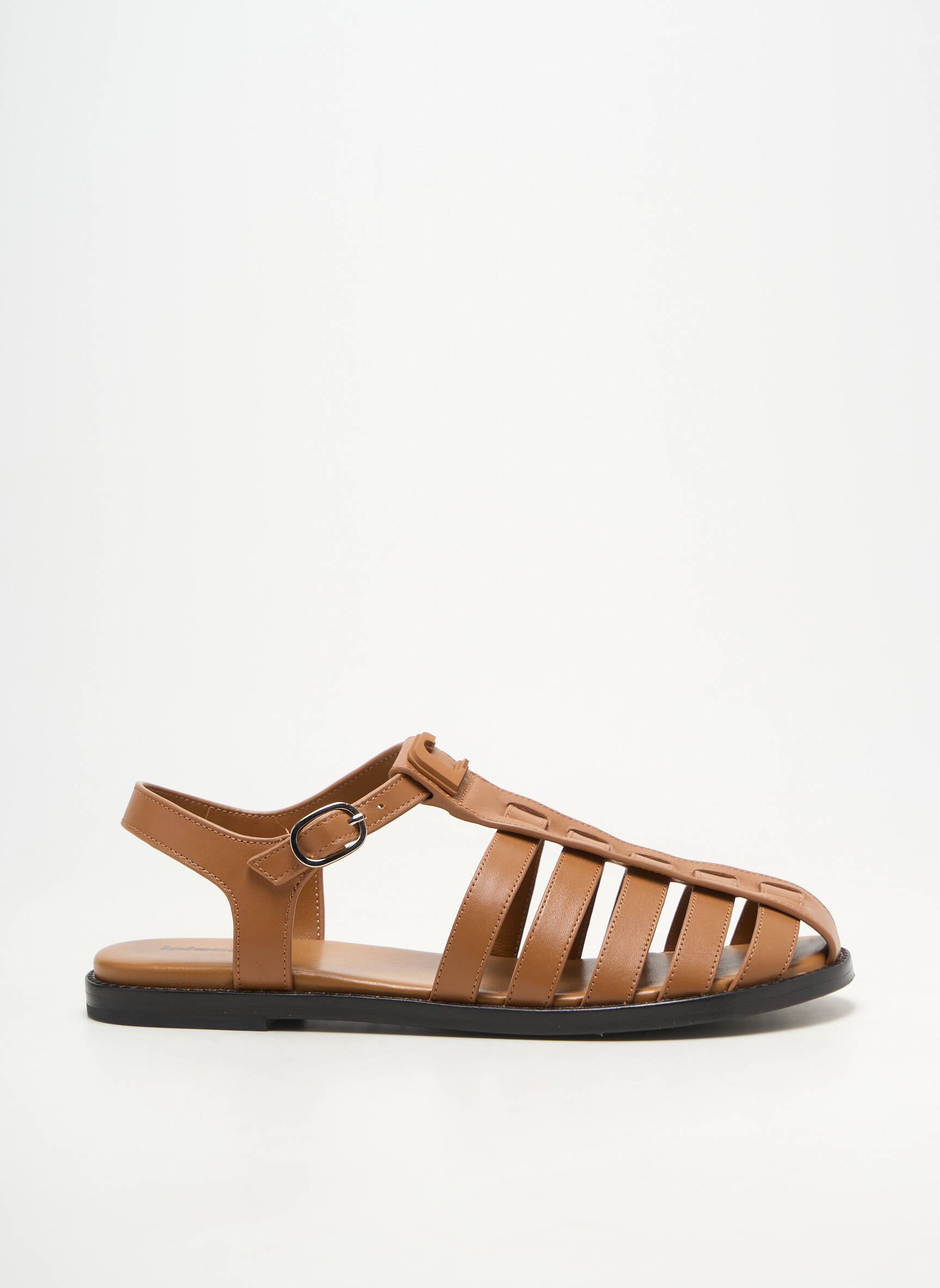 Sandales/nu pieds matière lisse talon plat jusqu'à 3cm marron LOLA CRUZ femme
