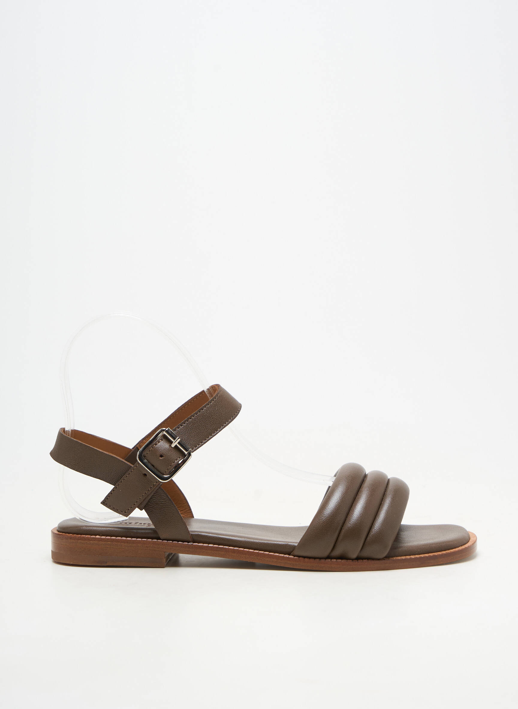 Sandales/nu pieds matière lisse talon plat jusqu'à 3cm marron ANTHOLOGY femme