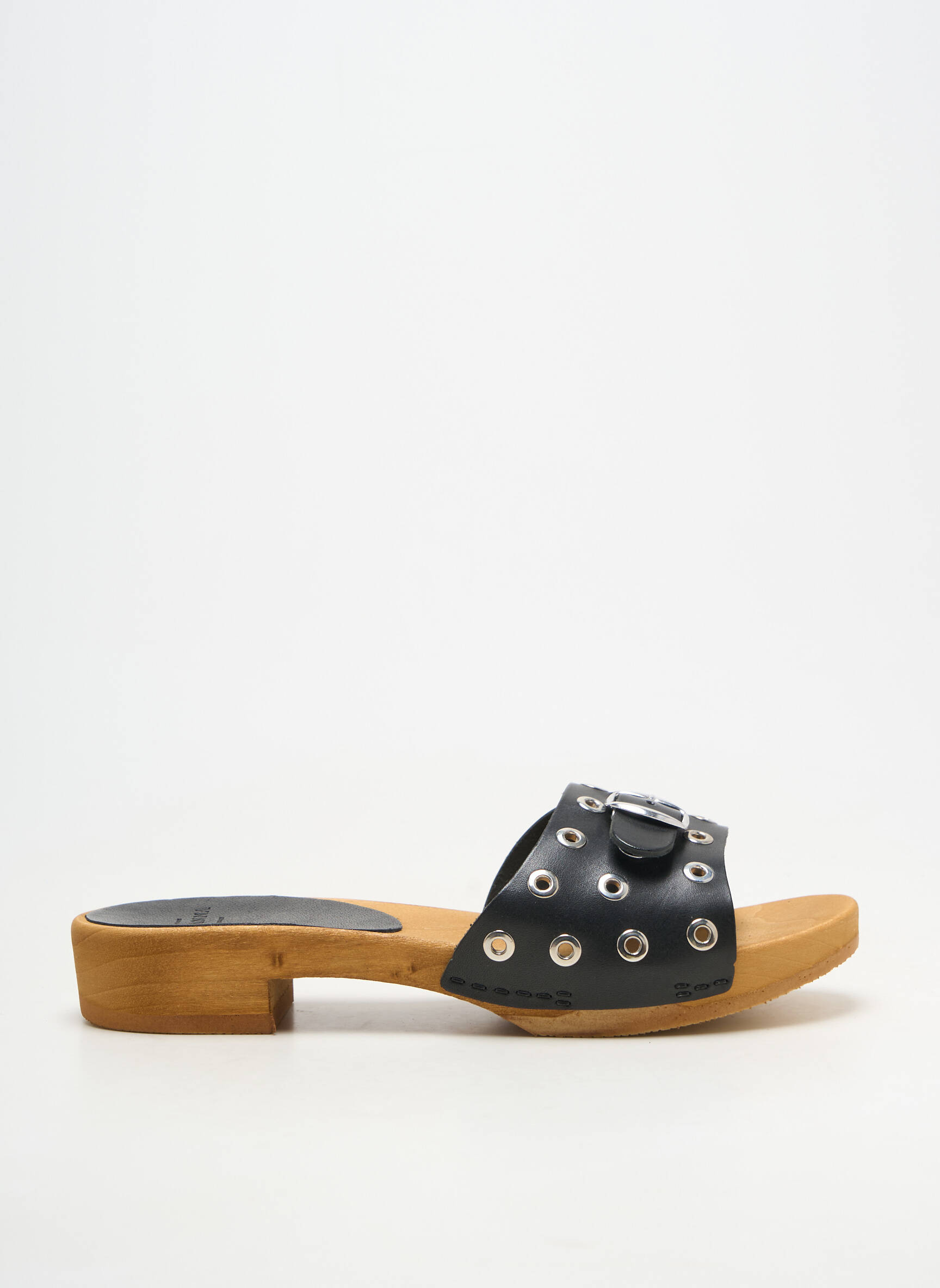 Mules/sabots matière lisse talon plat jusqu'à 3cm noir ROSEANNA femme