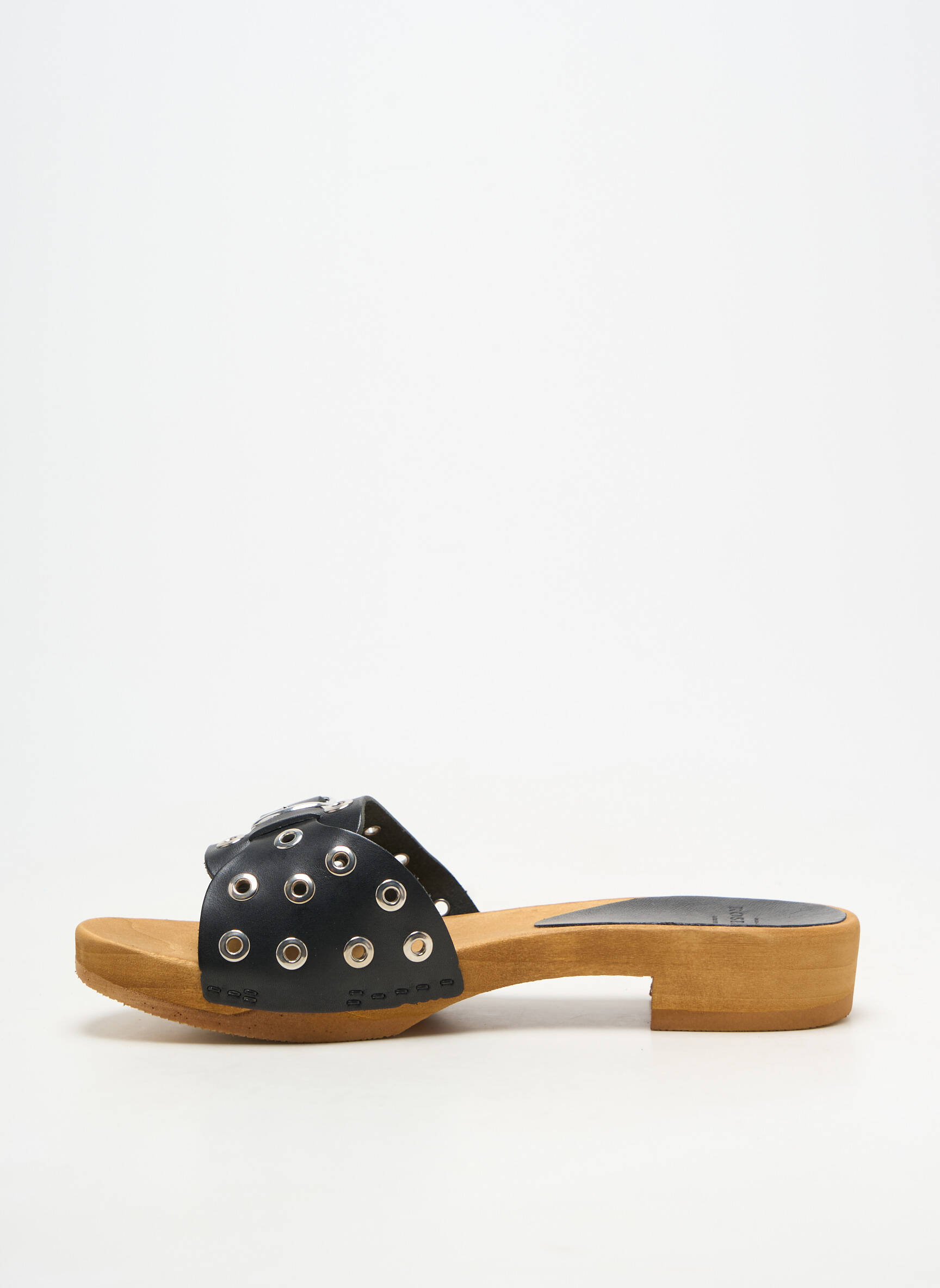 Mules/sabots matière lisse talon plat jusqu'à 3cm noir ROSEANNA femme