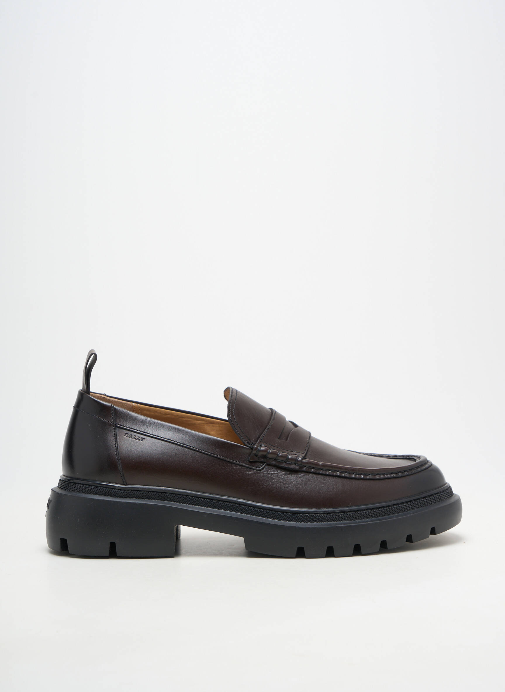 Mocassins matière lisse plateforme marron BALLY homme