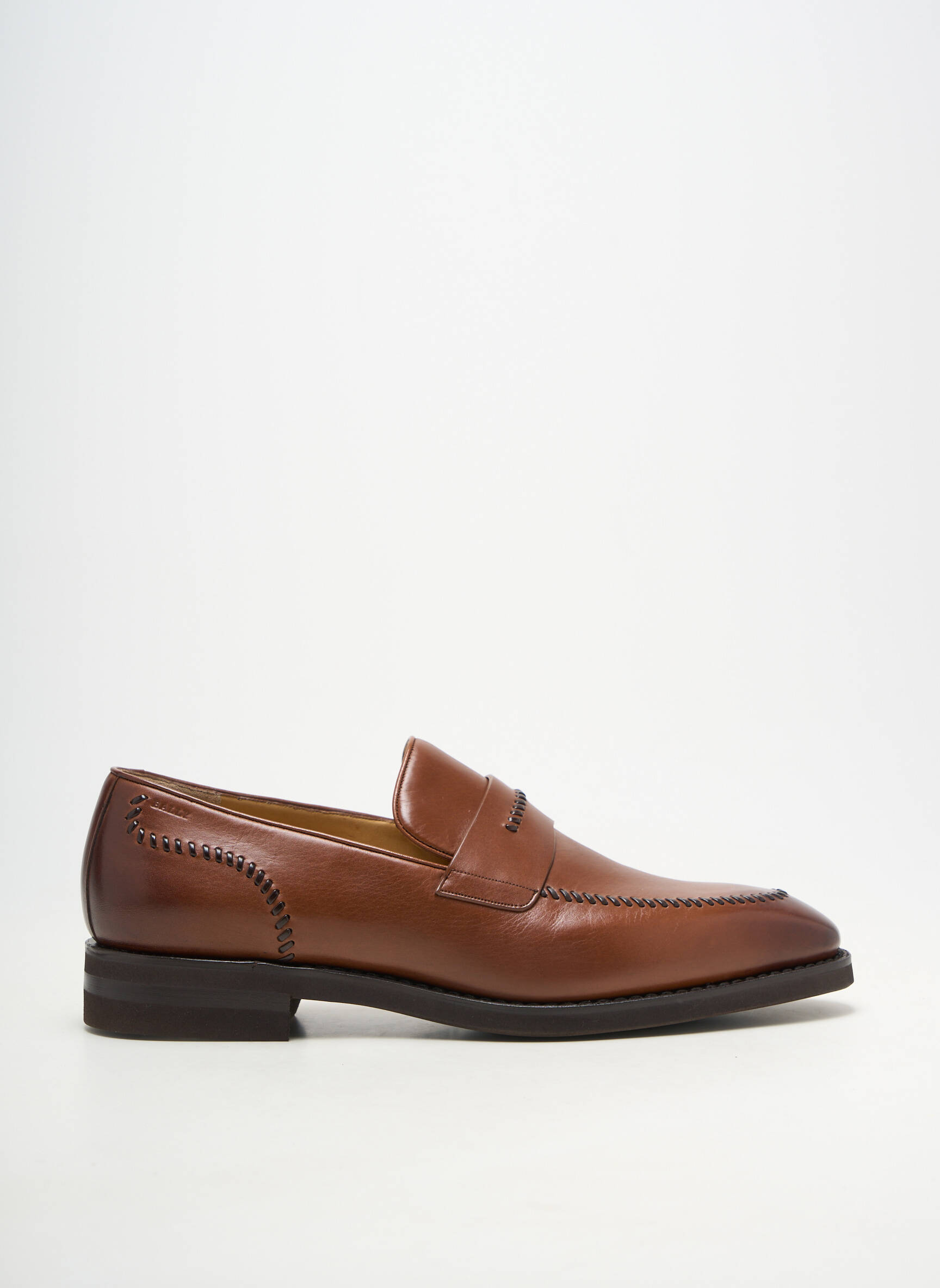 Mocassins matière lisse talon bas marron BALLY homme