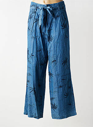 Pantalon large tissage popeline taille haute bleu KING LOUIE femme