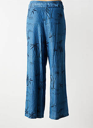 Pantalon large tissage popeline taille haute bleu KING LOUIE femme