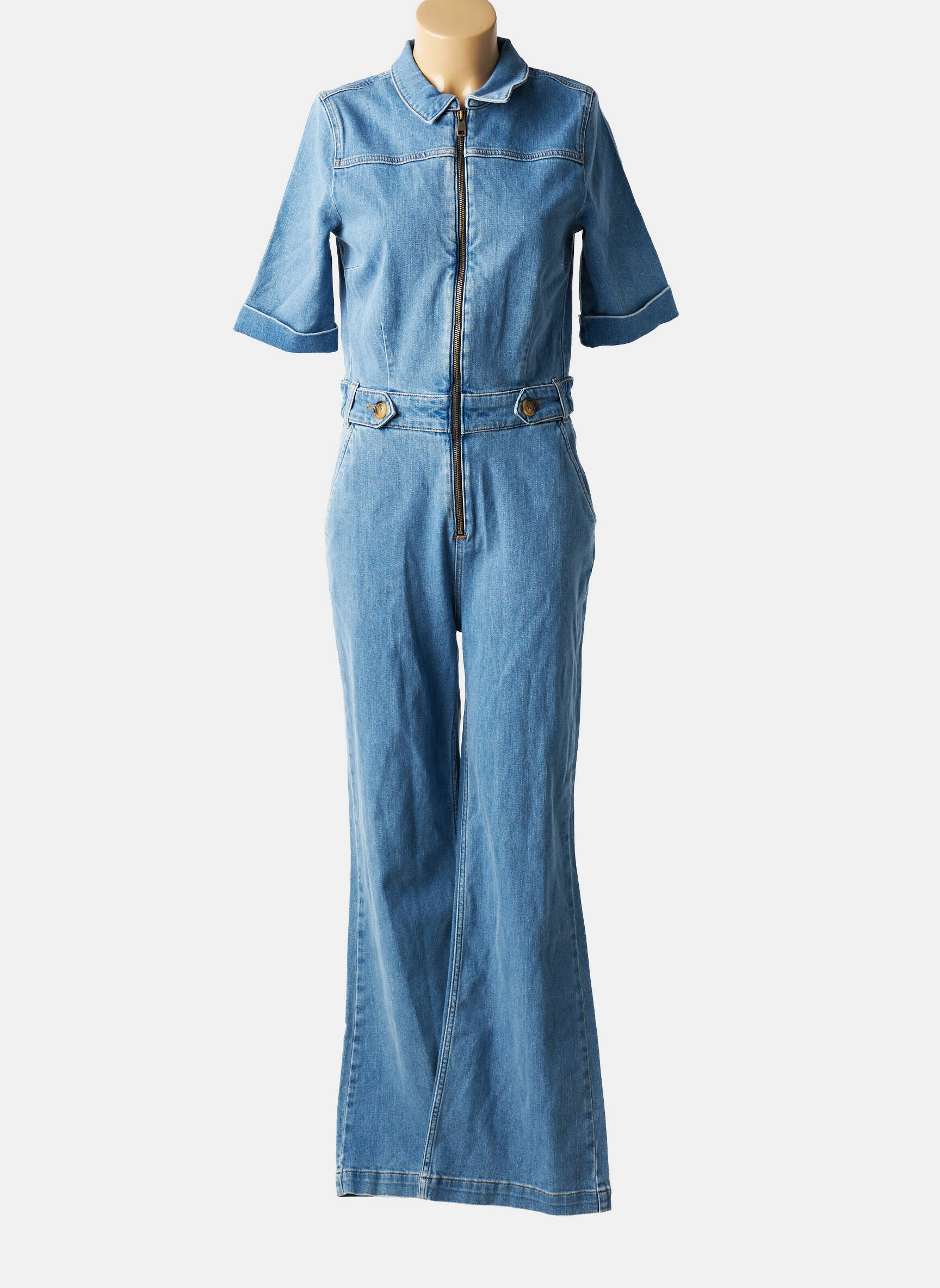 Combi-pantalon col chemisier manches courtes bleu KING LOUIE femme