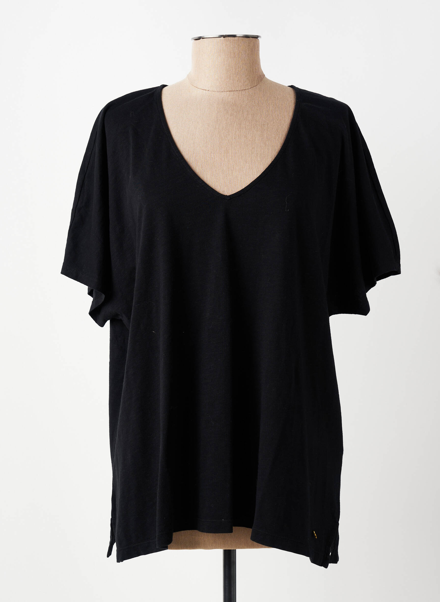 T-shirt coupe droite manches courtes noir DES PETITS HAUTS femme