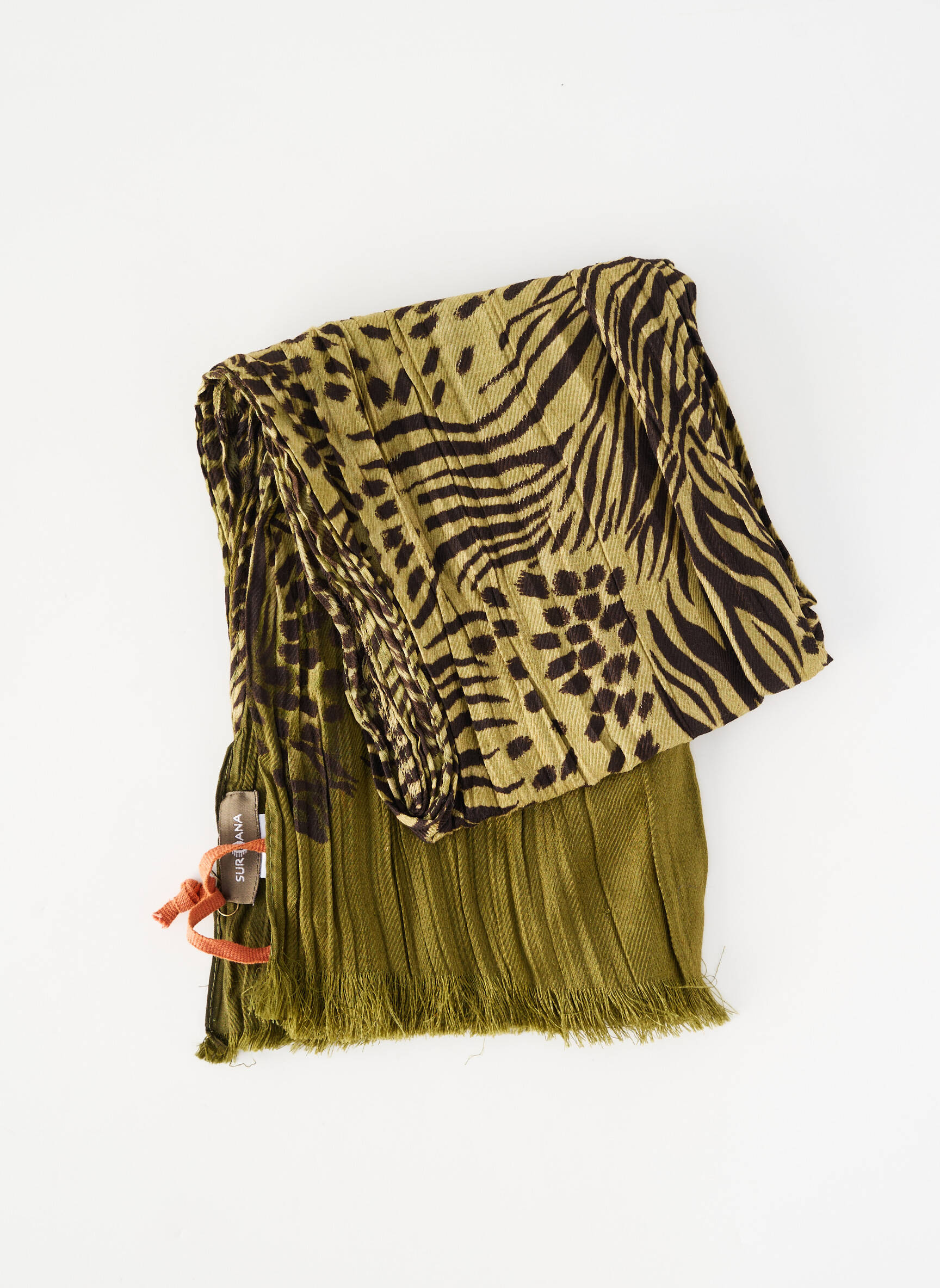 Foulard tissage popeline vert SURKANA femme