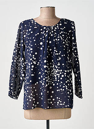 Blouse col rond manches longues bleu SIGNATURE femme