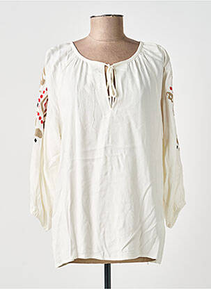 Blouse tissage popeline manches longues beige GARCIA femme