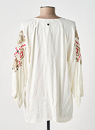 Blouse tissage popeline manches longues beige GARCIA femme