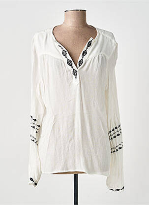 Blouse tissage popeline manches longues blanc GARCIA femme