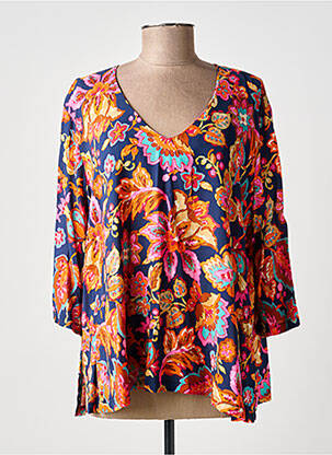 Blouse tissage popeline manches longues bleu FRANCK ANNA femme